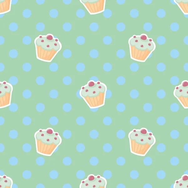 Patrón Vector Sin Costuras Textura Con Pequeños Cupcakes Magdalenas Arándanos — Vector de stock