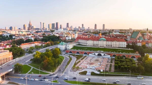 Varšava Polsko Července 2018 Letecká Dron Pohled Shora Panorama Centrum — Stock fotografie