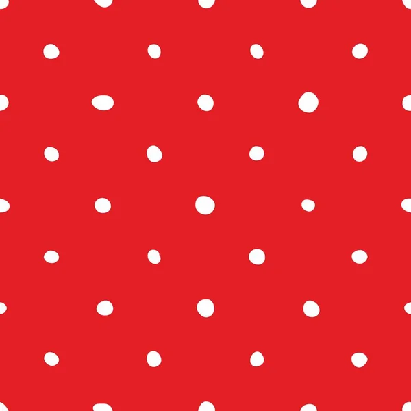 シームレスなベクトル パターン タイル赤の背景に白の水玉 — ストックベクタ
