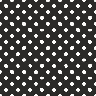 Sorunsuz karanlık vektör desen siyah arka plan üzerine beyaz çini polka noktalı