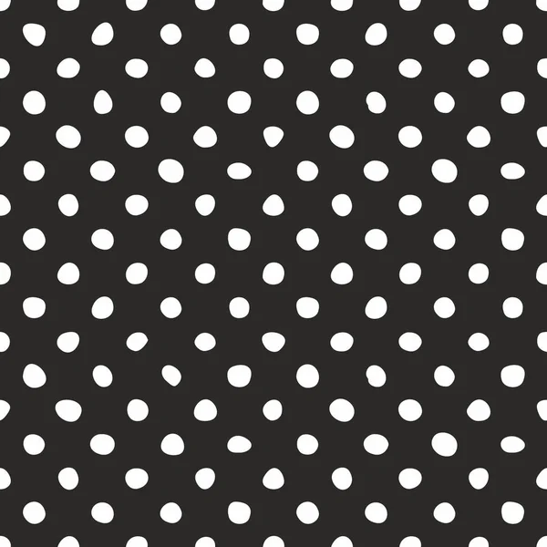 Naadloze Donkere Vector Patroon Met Tegel Wit Polka Dots Zwarte — Stockvector