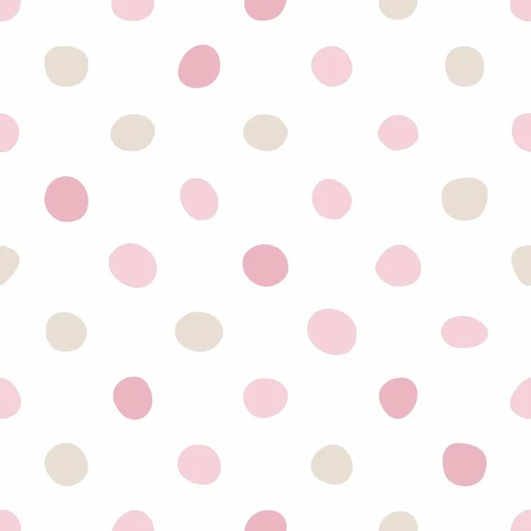 Kachelvektormuster Mit Pastellrosa Handgezeichneten Punkten Auf Weißem Hintergrund — Stockvektor