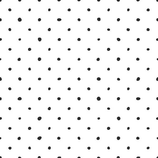 Seamless Vector Pattern Tile Black Polka Dots White Background — Stock Vector