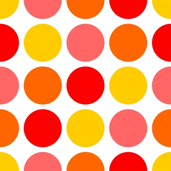 Tile Vector Pattern Pink Orange Red Yellow Polka Dots White — Stock Vector