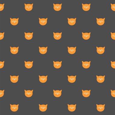 Soyut renksiz, koyu arkaplanda turuncu kediler var.