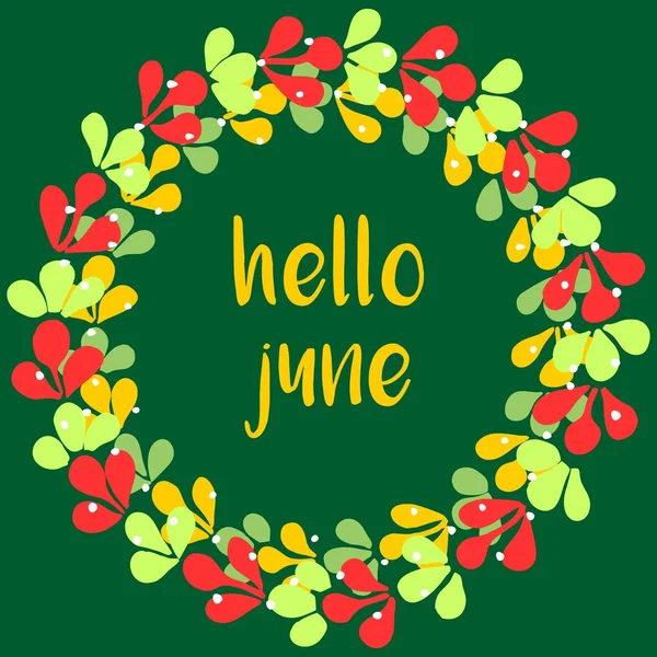 Bună Ziua June Verde Coroană Vector Card Fundal Verde — Vector de stoc