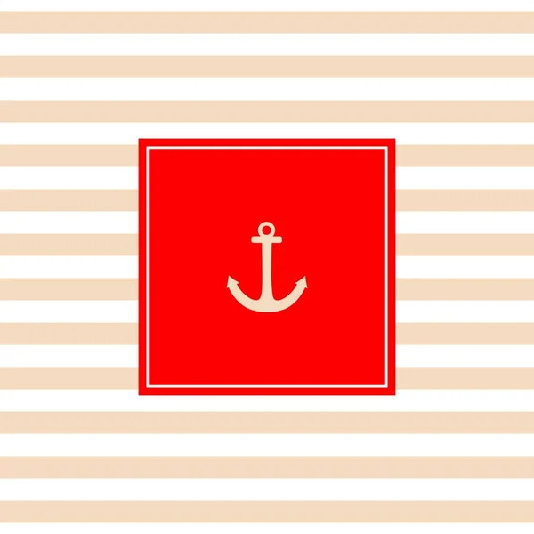 Vector Frame Red Anchor Striped Background — Stock Vector