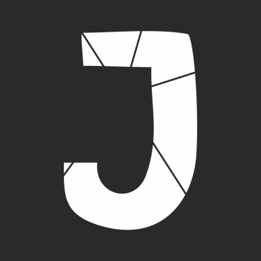 Siyah arka plan üzerine izole J beyaz vektör alfabesi mektubu