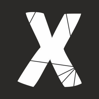 Siyah arka plan üzerine izole beyaz vektör Alfabe harf x