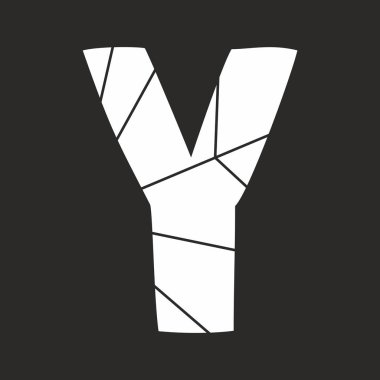 Siyah arka plan üzerine izole Y beyaz vektör alfabesi mektubu