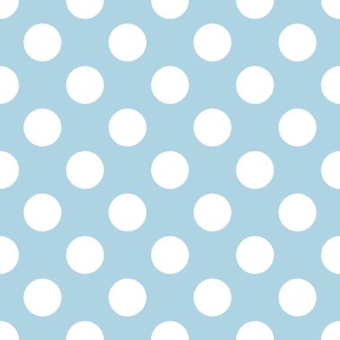 Pastel mavi arka planda beyaz benekli kusursuz vektör deseni.