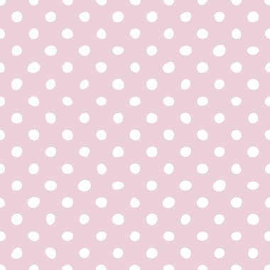 Pembe arka planda beyaz Doodle Polka noktalar ile kiremit vektör deseni
