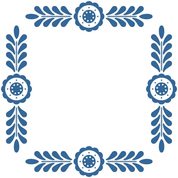 Poolse Folk Vector Frame Geïsoleerd Witte Achtergrond Met Traditionele Blauwe — Stockvector