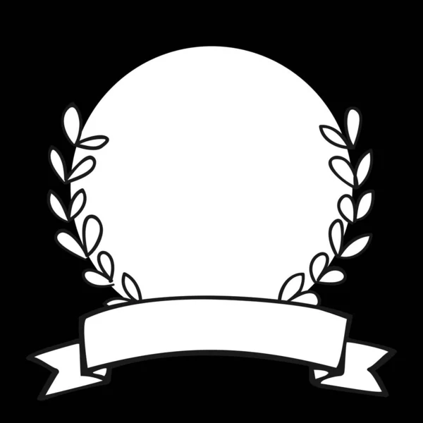 Лорел Венок Черно Белый Векторный Фото Рамка Черном Фоне — стоковый вектор