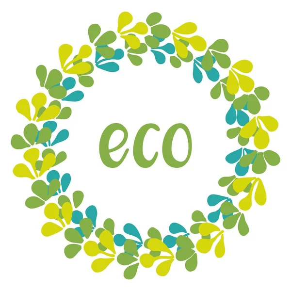 Eco Floral Vector Krans Geïsoleerd Witte Achtergrond — Stockvector