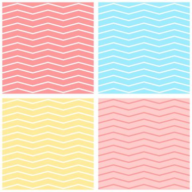Dikişsiz dekorasyon duvar kağıdı için pembe, mavi, sarı ve beyaz zig zag arka plan ile Kiremit chevron vektör deseni