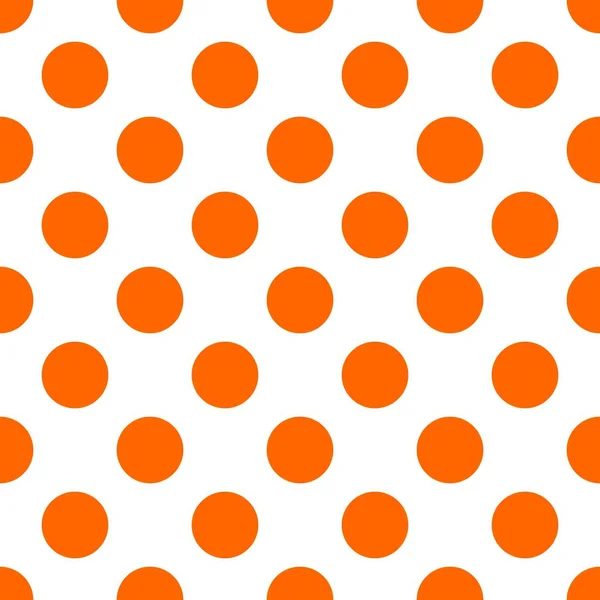 Tile Vector Pattern Big Orange Polka Dots White Background — Stock Vector