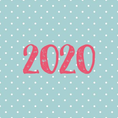 Pastel polka nokta arka plan üzerinde 2020 vektör kartı