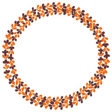 Kırmızı, kahverengi ve turuncu sonbahar vektör çelenk beyaz arka plan izole