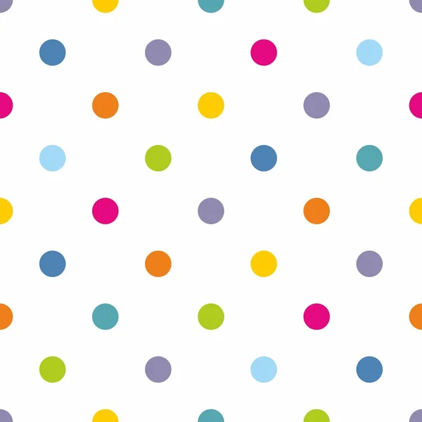 Naadloze Vector Patroon Met Kleurrijke Polka Dots Witte Achtergrond Voor — Stockvector