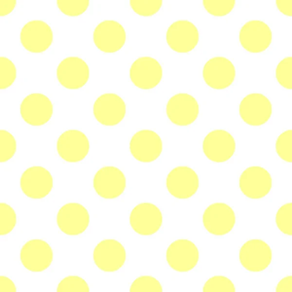 Naadloze Vector Patroon Met Zonnige Geel Polka Dots Witte Achtergrond — Stockvector