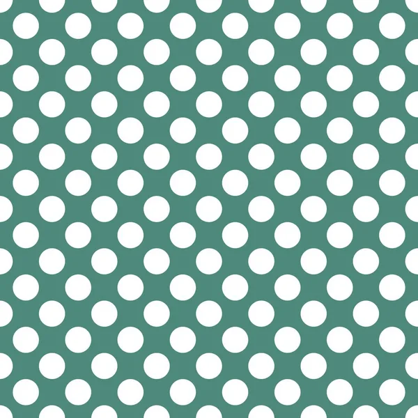 緑色の背景に白い水玉模様のタイルベクトルパターン — ストックベクタ