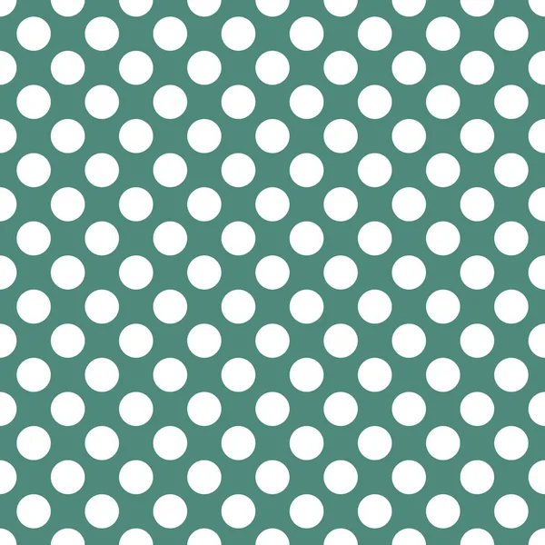 Patrón Vector Azulejos Con Lunares Blancos Sobre Fondo Verde — Vector de stock