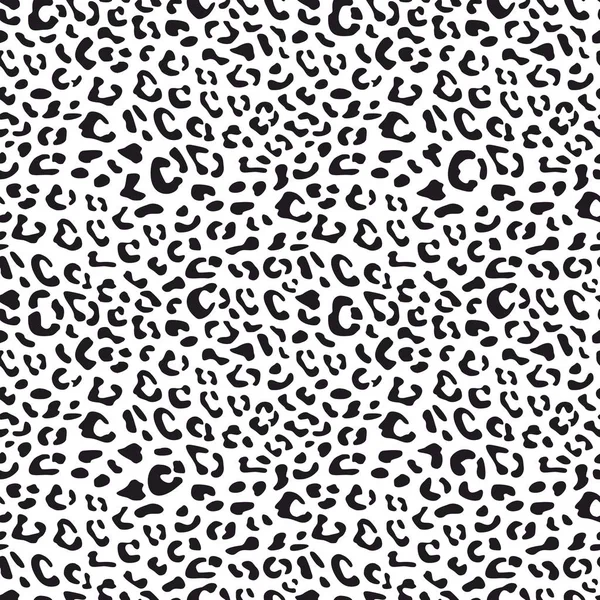 Seamless Leopard Vector Pattern Animal Tile Black White Print Background — Stock Vector