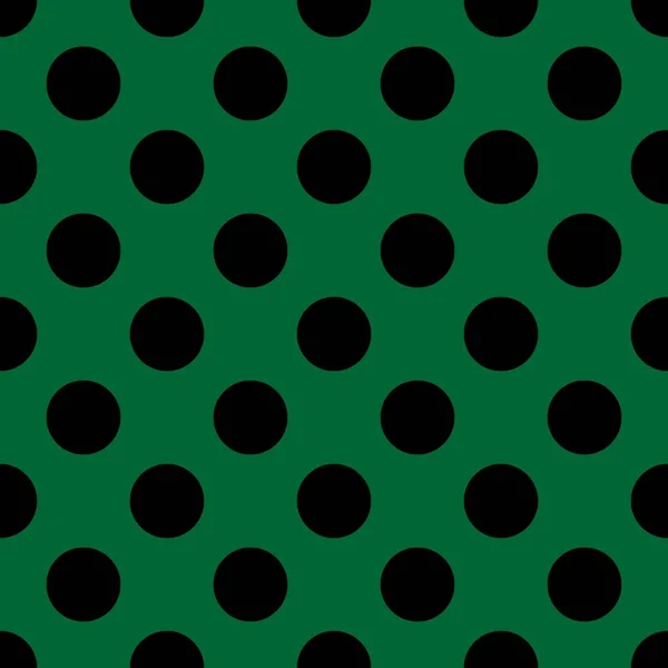 Patrón Vector Azulejos Con Grandes Lunares Negros Sobre Fondo Verde — Archivo Imágenes Vectoriales