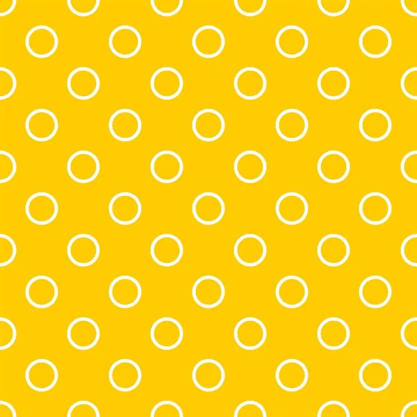 黄色の背景に白い水玉模様のタイルベクトルパターン — ストックベクタ