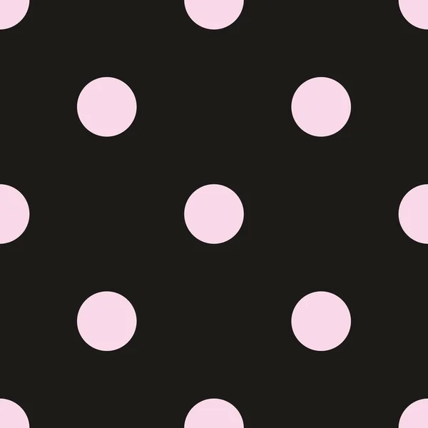 黒の背景にタイルピンクの水玉模様を持つシームレスなベクトルパターン — ストックベクタ