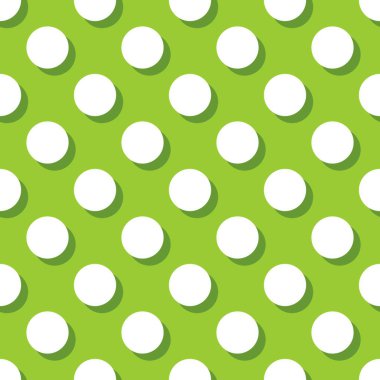 Yeşil arka plan üzerinde gölge ile beyaz polka noktalar ile Kiremit vektör deseni