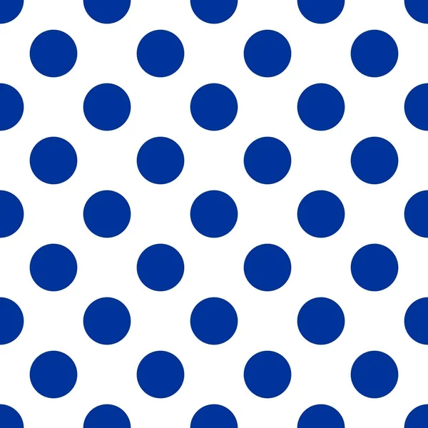 白色背景上有可爱瓷砖蓝色圆点的无缝线矢量图案 — 图库矢量图片