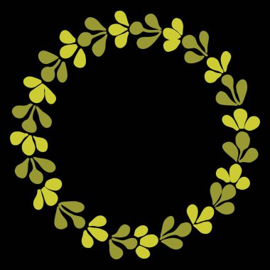 Siyah arka plan üzerine izole Laurel çelenk dekoratif vektör çerçeve