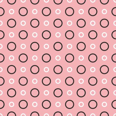 Pastel pembe arka planda siyah beyaz noktalı döşeme vektör deseni