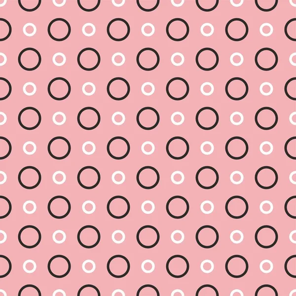 Patrón Vectores Azulejos Con Puntos Blanco Negro Sobre Fondo Rosa — Vector de stock