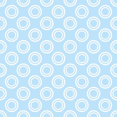 Retro bebek mavi arka planında büyük beyaz benekli vektörsüz desen