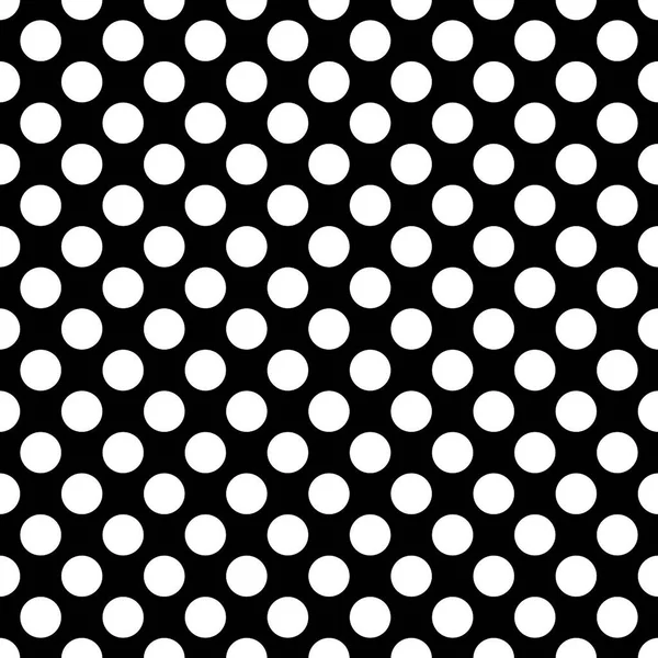 黒の背景にタイルの白い水玉模様のシームレスなパターンベクトル — ストックベクタ