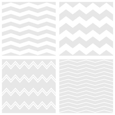 Beyaz ve pastel gri zig zag arkaplanlı döşeme vektör deseni ayarlandı