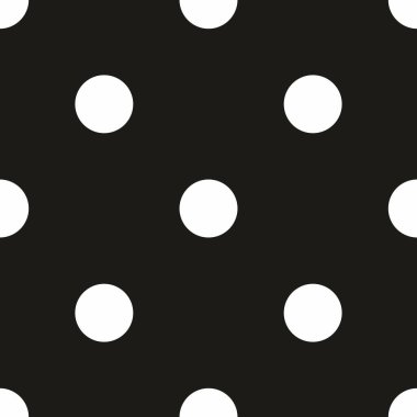 Siyah arkaplanda beyaz benekli pürüzsüz desen vektörü