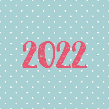 Pastel polka arkaplanındaki 2022 vektör kartı