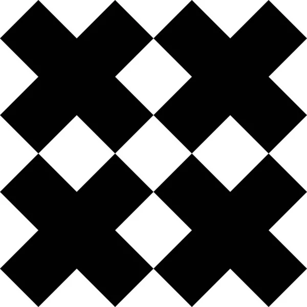 Fliese Schwarz Und Weiß Kreuzvektormuster Für Nahtlose Dekoration Hintergrundtapete — Stockvektor