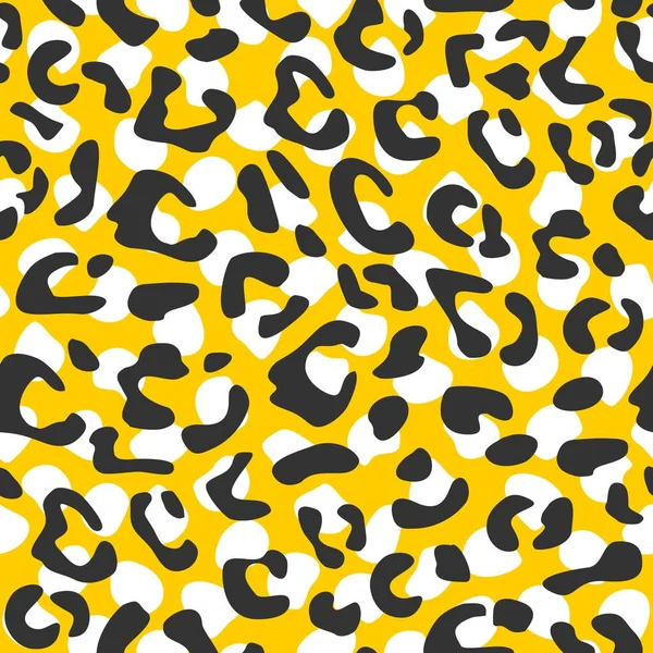 Seamless Leopard Vector Pattern Design Animal Yellow Tile Print Background — Stock Vector