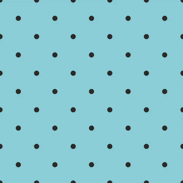 淡蓝色背景上有可爱瓷砖黑色圆点的无缝线矢量图案 — 图库矢量图片