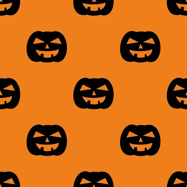 Halloween Tile Vector Pattern Black Pumpkin Orange Background — Stock Vector