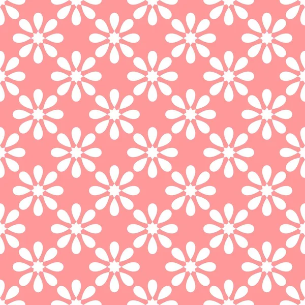 Patrón Vectorial Blanco Rosa Sin Costuras Con Estampado Azulejos Decorativos — Vector de stock