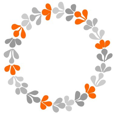Pastel turuncu ve gri defne çelenk vektör çerçeve beyaz arkaplan izole