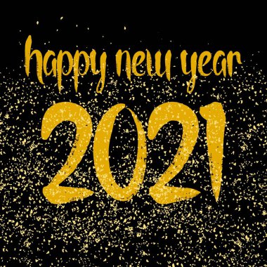 2021 yılınız kutlu olsun. Siyah arka planda altın dilekler çizildi.