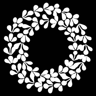 El çizimi vektör dekoratif çerçeve siyah arkaplanda izole edilmiş çelenk