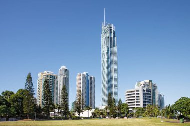Surfers Paradise - 28 Nisan 2013: Q1 Surfers Paradise Gold Coast konut bir gökdelen olup Güney Yarımküre en yüksek binası